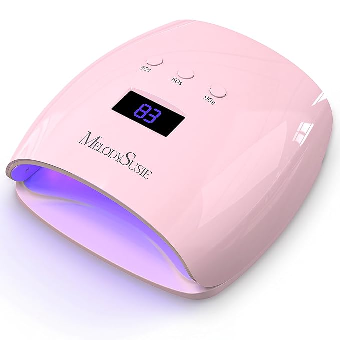 MelodySusie Detachable Base UV/LED Nail Lamp P-Plus30I for Hard Gel | 54W, 3 Timer Settings, Smart Sensor, LCD Display, 30 UV/LED Beads, Rhinestone Glue, Solid Nail Glue Gel, Liner Gel, Pink