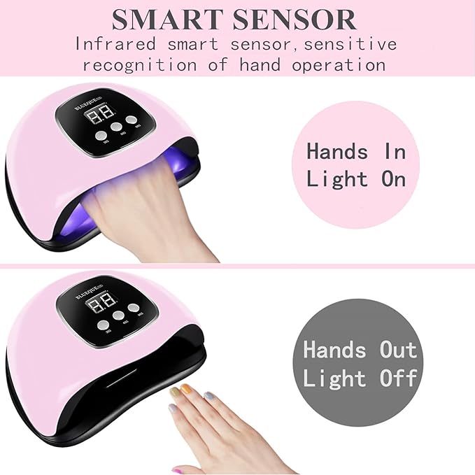 BIGBEAR UV Light for Nails,UV LED Nail Lamp for Gel Polish, Fast Nail Dryer | 48W with Automatic Sensor, 3 Timer Setting, Small and Portable, LED Nail Light for Fingernail and Toenail