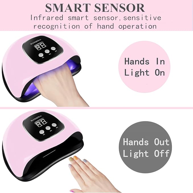 BIGBEAR UV Light for Nails,UV LED Nail Lamp for Gel Polish, Fast Nail Dryer | 48W with Automatic Sensor, 3 Timer Setting, Small and Portable, LED Nail Light for Fingernail and Toenail