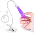 UV Nail Lamp - UV Light for Gel Nails, Flash Cure Lamp | LED Gooseneck Flash Cure Lamp for Nails, Manicure Dryer Black Light with Clamp, 365+395nm 5V 3W 4 Levels Dimming White