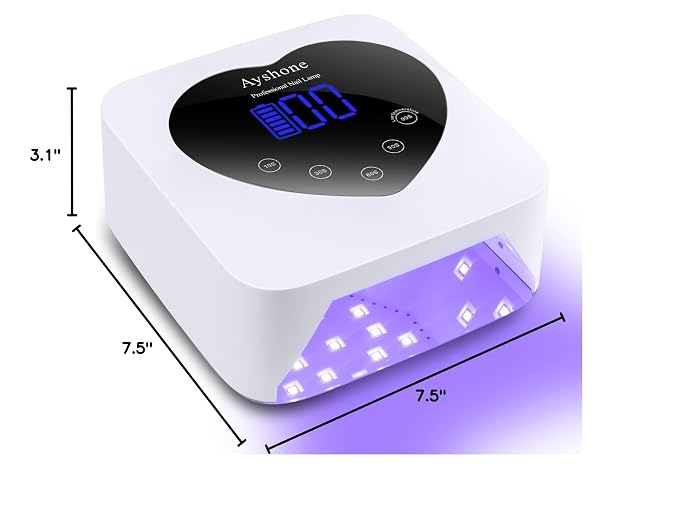 Cordless UV LED Nail Lamp,72W Rechargeable Nail Dryer Gel Polish Light with Large LCD Display,Rechargeable Nail Curing Lamp for Salon & Home (White)