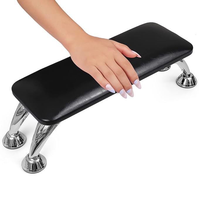 Arm Rest for Nails Tech, Easy Clean Nail Arm Rest, Reduce Back Pain for Nails Tech, Sturdy Support Armrest for Nails Fits UV LED Nail Lamp Underneath, Salon & Home Use (Black)