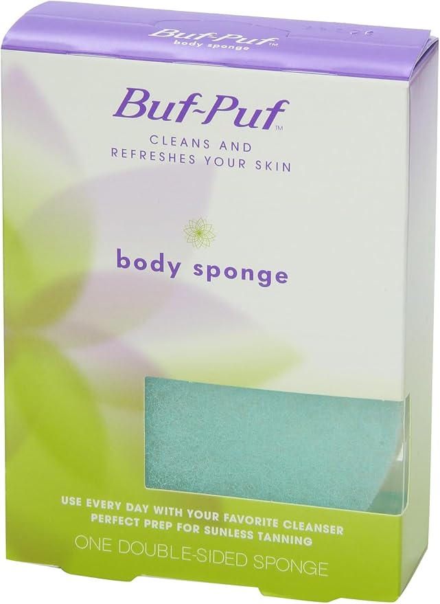 Buf-Puf Body Sponge, Bath Sponge, Dermatologist Developed, Cleanses Skin of Dirt, and Excess Oil, Reusable, Exfoliating, 4 Count