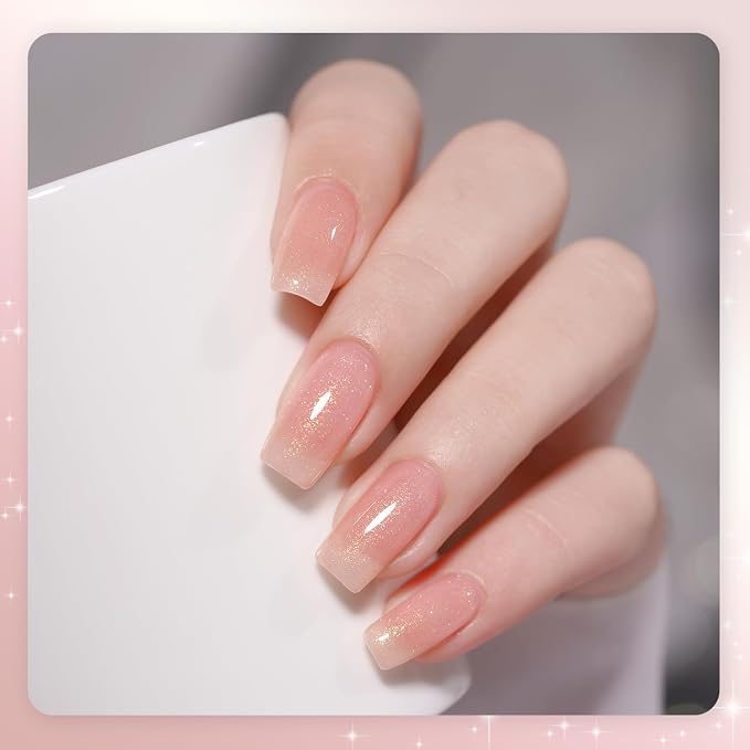 GAOY Jelly Gel Nail Polish Set, 6 Colors Nude Milky Pink Sheer UV Gel | Buildable Color, Natural Nails, UV Lamp Required, Long Lasting, Easy to Apply, Salon Manicure at Home