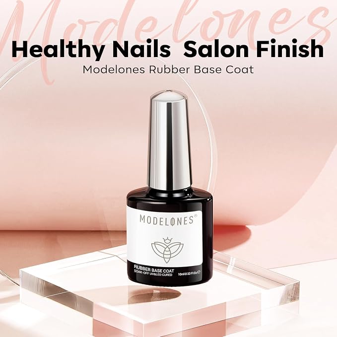 modelones Rubber Builder Nail Gel Base Coat, Jelly Nude Translucent Builder Base Nail Gel Thickening Strengthening Building Apex for Beginner DIY Salon at Home