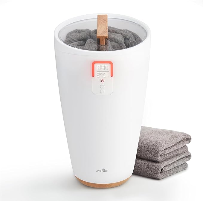 Live Fine Towel Warmer | Bucket Style Luxury Heater with LED Display, Adjustable Timer, Auto Shut-Off | Fits 40” x 70” Oversized Towel
