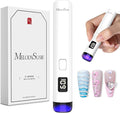 MelodySusie Handheld Cordless UV Nail Lamp with LCD Display & Eye-Protection Cover, P-Art01R Rechargeable Mini UV LED Light Flash Cures All Soft Gels, Especially Rhinestone Glue & Liner Gel White