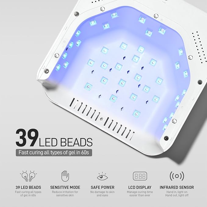 GAOY Cordless UV LED Nail Lamp for Gel Nails, Rechargeable UV Light, White | Professional Nail Dryer, 4 Timers, Automatic Sensor and Sensitive Mode for Fast Curing