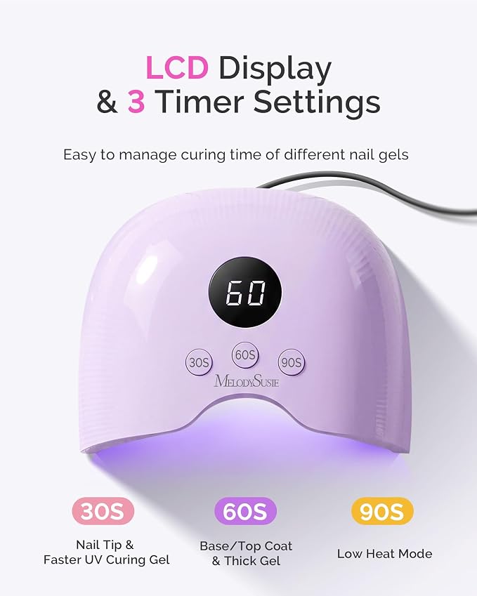 MelodySusie UV Nail Lamp P-Plus30A with UV Gloves for Gel Nail Polish | 24W,3 Timer Settings,Smart Sensor,LCD Display,30 UV/LED Beads,Builder Gel,Jelly Gel,Base Top Coat,for Beginners at Home