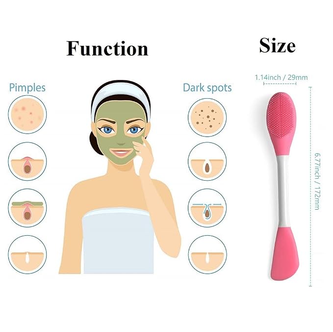 Silicone Brushes,Double-Ended Silicone Face Mask Brush,Facial Cleansing Brush, Premium Soft Facial Masks Other Skin Care Applicator Tool for Cream, Body Lotion,Moisturizer (Pink)