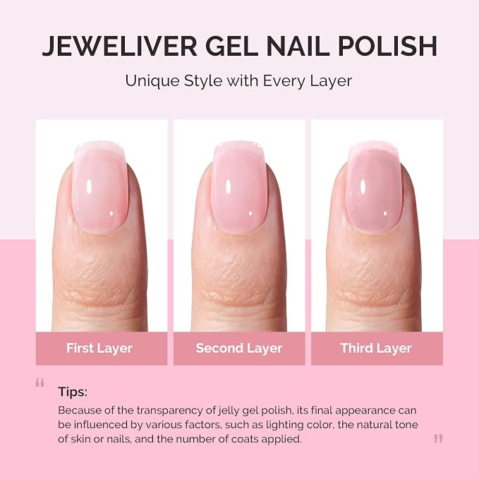 MelodySusie Jeweliver Gel Nail Polish, 0.5Fl.oz light Fairy Floss Gel Polish Pink Color Soak Off UV LED Light Cure Gift for Women Manicure Nail Art DIY at Home B6608