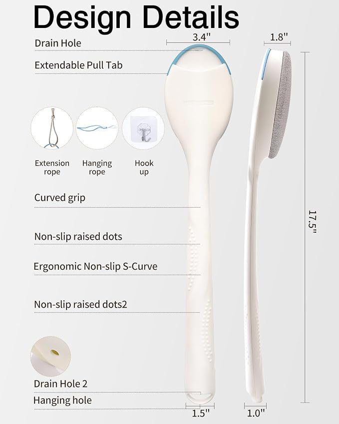 BUBBLEDANCE® Exfoliating Back Scrubber with Extendable Long Handle (17.5"-31.9") - Upgraded Exfoliating Shower Towel & Washcloth for Men & Women, Deep Cleansing Hard Body Scrubber for Acne & Oily Skin