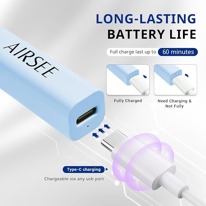 AIRSEE Mini Portable Handheld UV Light for Gel Nails, Home & Travel,Blue | 2 Timers & Rechargeable,Cordless Nail Lampsfor Rhinestone Glue Decoration,Gel Nail Strips