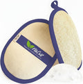 NileCart Natural Loofah for Men, Navy Blue, 2 Pack | Egyptian Luffa Sponge Pads, Body Exfoliator Scrubber, Bath & Shower
