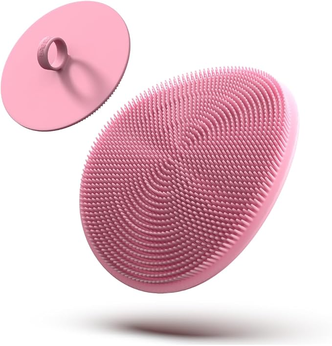 Boie USA Loop Body Scrubber - Soft Silicone-Like Exfoliating Shower Scrubber, Body Cleansing Brush - Hang-to-Wall Loofah Replacement - Antimicrobial Body Exfoliator for All Skin Types (Pink)