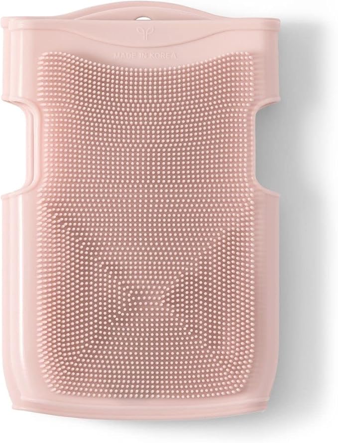 Innobaby Double Sided Silicone Massage Mitt Bath Scrubber Shower Brush & Scalp Massager/Pink