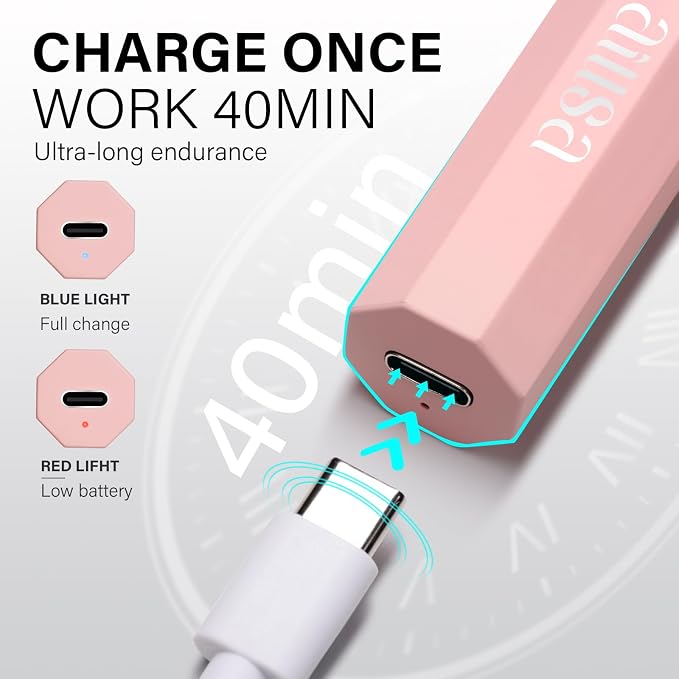 AILLSA Mini UV LED Nail Lamp, Handheld UV Light for Gel Nails (Pink) | Cordless Rechargeable Portable Flash Cure Dryer for Beginners DIY Home Salon Manicure