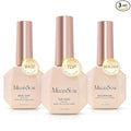 MelodySusie No Wipe Glossy Top Coat Base Coat Builder Gel 027 Set Long Lasting Shine Finish Soak Off UV LED Nail Lamp Nail Art Design Manicure Kit Perfect Gifts for Women Girls 3 Pcs 15ml
