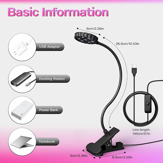 LIORA UV LED Nail Lamp | Portable USB, 6W, Flexible Gooseneck Desk Lamp with Clamp, Flash Cure Gel Nail Dryer for Home DIY & Salon Use
