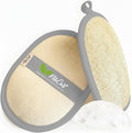 NileCart Natural Loofah for Men, Gray, 2 Pack | Egyptian Luffa Sponge Pads, Natural Body Exfoliator Scrubber, Bath & Shower
