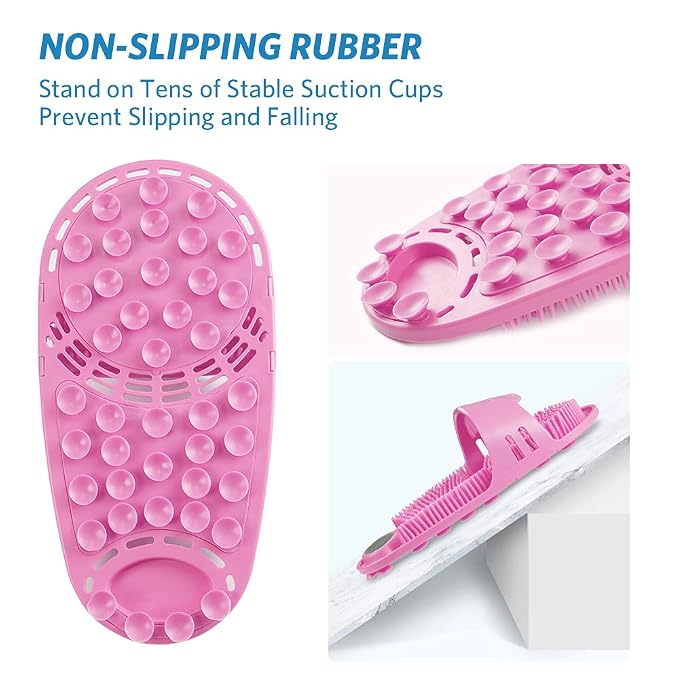 Silicone Shower Foot Scrubber Personal Foot Massage and Cleaning, Non-Slip Foot Scrubber for Men and Women (1PCS Pink)