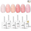 Makartt Jelly Nude Pink Gel Nail Polish Set 15ML: 6 Sheer Jelly Colors | Large Capacity, Buildable Translucent Finish, Milky Nude Pink Neutral Nude, Soak Off, UV/LED Lamp Required, Home & Salon DIY