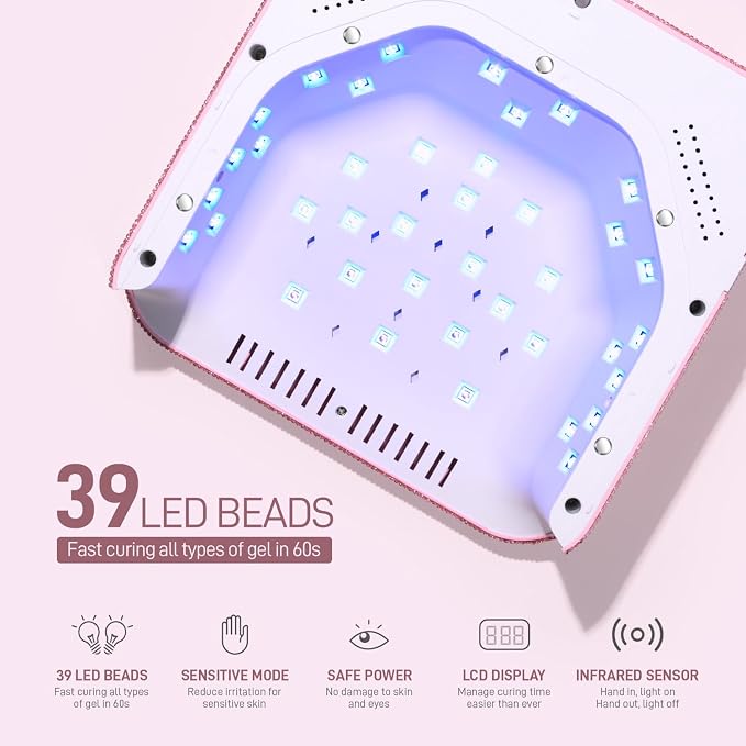 GAOY Cordless UV LED Nail Lamp for Gel Nails, Rechargeable, Pink Diamond