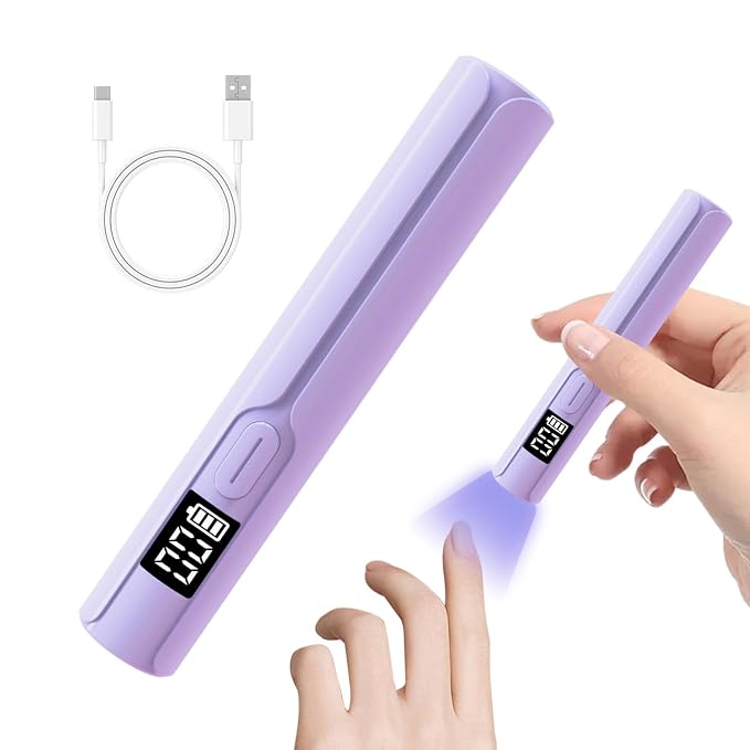Mini UV Light for Gel Nails 3W, Asimebesty Handheld UV Light for Nails | Portable Rechargeable Nail Dryer with 2 Timers for Fast Curing, USB Cordless LED U V Nail Lamp for Home DIY Nail Salon