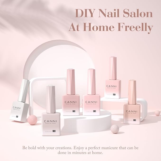 CANNI 9ML Jelly Gel Nail Polish Set, 6 Nude Pink Shades UV LED Soak Off Gel | Smooth Application • Highly Pigmented • Glossy Finish • Long-Lasting Wear • Nail Art • Salon DIY Manicure • Easy Application