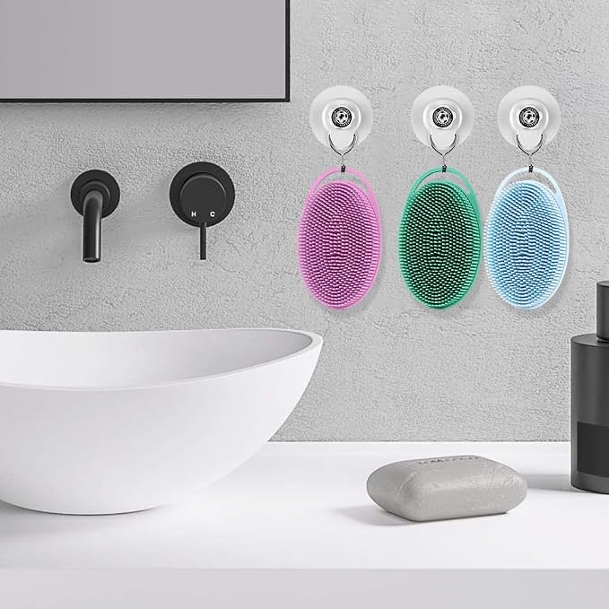 Soft Silicone Body Scrubber 6 PCS Silicone Body Shower, Silicone Loofah 2 in 4 Bath and Shampoo Brush, Body Scrubber Shower Cleaning Exfoliating Use for Sensitive Skin, Lather Well