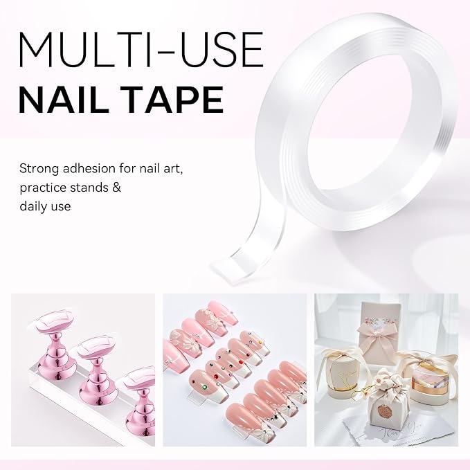 Makartt Nail Stand for Press-On: Magnetic Nail Holder for Nail Art Painting | 1M Double-sided Tape, Solid Acrylic Base, For False Nail Design Practice & Display, Nail Stands for Home DIY Salon Supplies