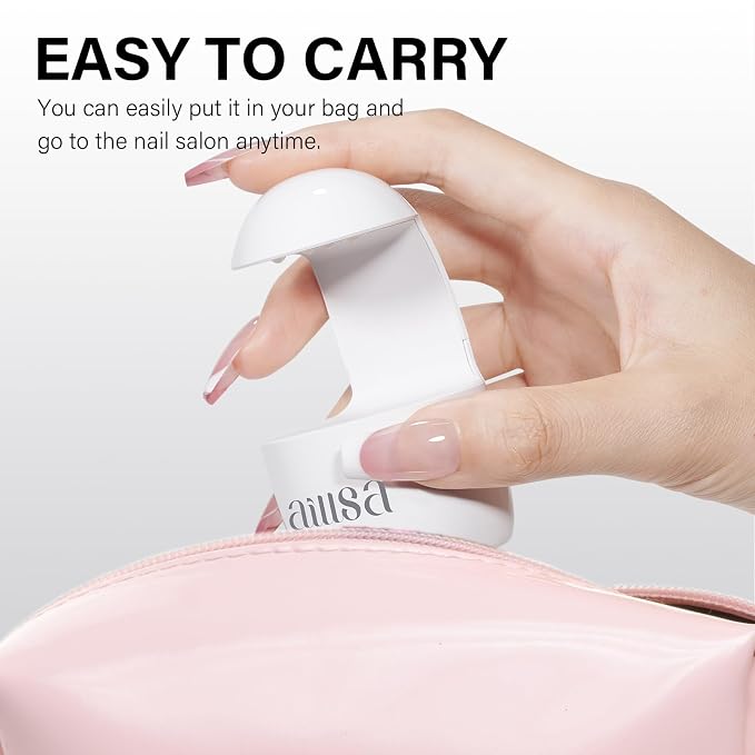 AILLSA Mini UV Light for Gel Nails, Flash Cure Lamp | Handheld Single Finger UV LED Nail Lamp, Portable Rechargeable Fast Dry Nail Dryer for DIY Home Nail Salon