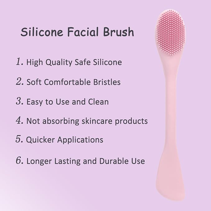 Pore Scrubber, Double-End Silicone Face Mask Brush Silicone Face Scrubber, 2Pcs Soft Mask Applicator Tool for Facial Mud,Facial Cleansing Brushes for Makeup Skincare Removal,Pink and Green