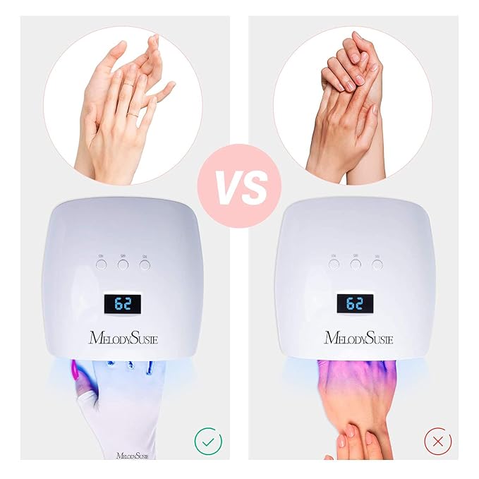 MelodySusie Premium Fingerless Protection UV Gloves for Gel Manicures | UPF50+ UV Blocking Fabric, Protect Hands from Sun and Nail Dryer Harm,Unisex for Salon & Home Gel Manicure,White
