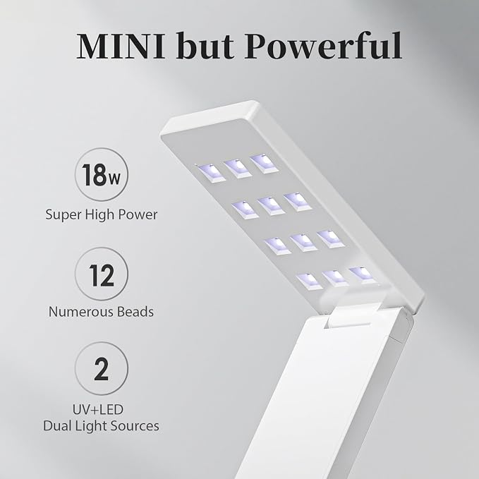 UV Nail Lamp UV Light for Nails - 18W Fast Curing LED, Suitable for All Gel Polishes, Dual Timing, Type-C Connectivity, Ideal for Professional and Home Manicures