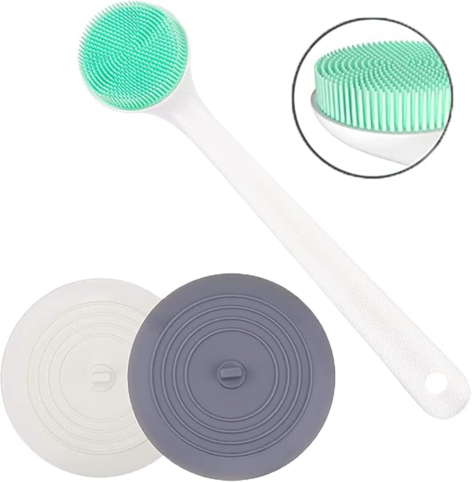 V-TOP 2 Pack Tub Stopper + Silcone Back Scrubber for Shower with Long Handle