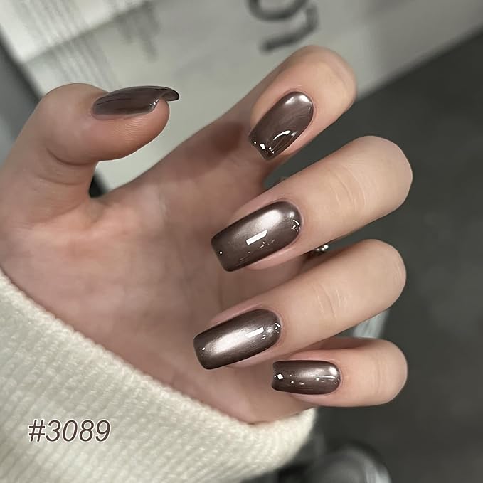 GAOY Glitter Cat Eye Gel Nail Polish Set with Magnet, Red Brown Pink Colors | Holographic Retro Maillard, Nail Art DIY at Home, Salon Manicure Pedicure, Christmas Holiday, Gift for Women