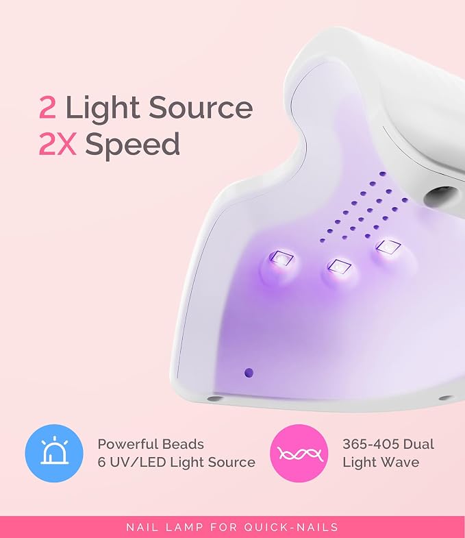 MelodySusie Lightweight Compact UV Nail Lamp P-Art06F for Half-Cured Gel | 6W, 45s/75s Timer, One-Button Control, 6 UV/LED Beads, Base Coat, Top Coat, Beginners, Corded