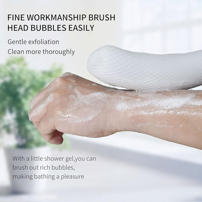 Long Handle Bath Brush Head,Anti-Slip Handled Bath Brush Back Scrubber | Brush Head for Shower, Easy Reach for Seniors, Suitable for Elderly/Pregnant Aid Bathing & Shower(Not Include Brush Handle)