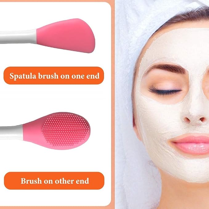 Silicone Brushes,Double-Ended Silicone Face Mask Brush,Facial Cleansing Brush, Premium Soft Facial Masks Other Skin Care Applicator Tool for Cream, Body Lotion,Moisturizer (Purple)