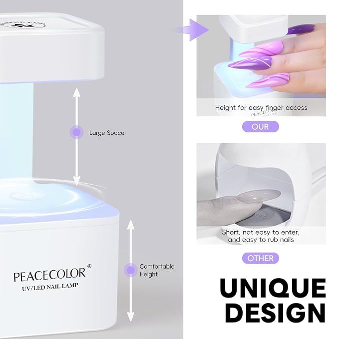 PEACECOLOR Mini U V Light for Gel Nails U V Nail Lamp Nail Dryer 2 Timer Modes Fast Curing LED Nail Lamp for Gel Nail Polish Home Salon DIY Gifts for Women