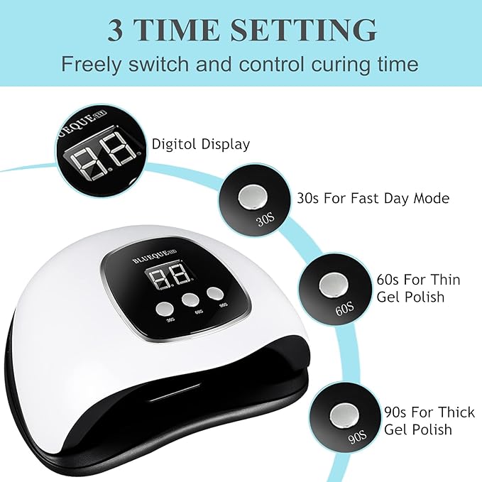 BIGBEAR UV Light for Nails,UV LED Nail Lamp for Gel Polish, Fast Nail Dryer | 48W with Automatic Sensor, 3 Timer Setting, Small and Portable, LED Nail Light for Fingernail and Toenail