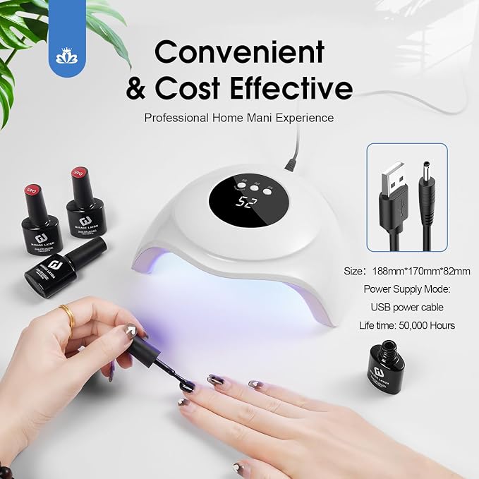 WEVILI 72W UV Nail Lamp, UV Light for Gel Nails with Smart Sensor, 3 Timer Settings & LCD Display, Portable Fast Curing Nail Dryer for Salon and Home Use (White)