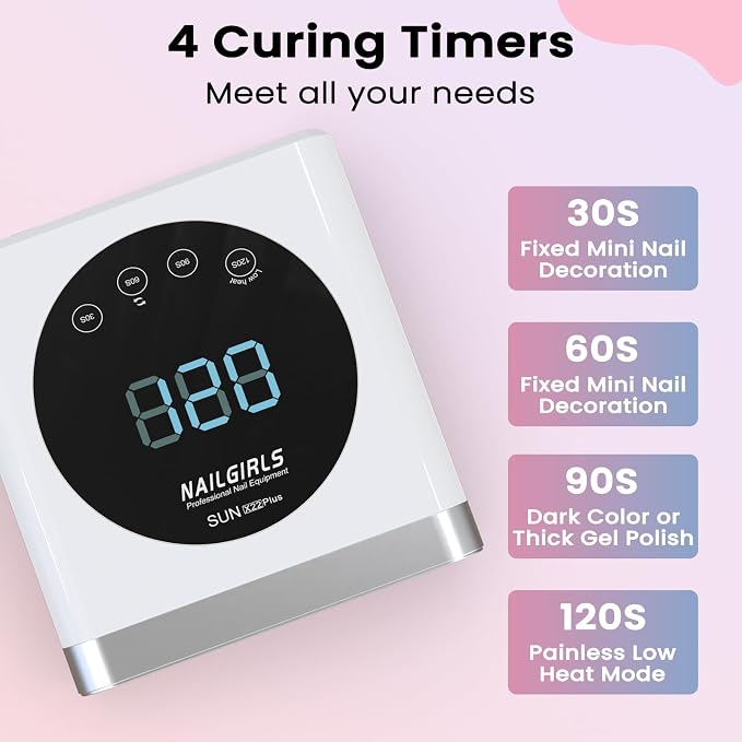 NAILGIRLS UV Nail Lamp,150W UV Light for Gel Nails, Touch Screen, 36 Beads Auto Sensor Fast Curing Gel Polish Light with LCD Display and 4 Timer Settings, Salon and Home Use
