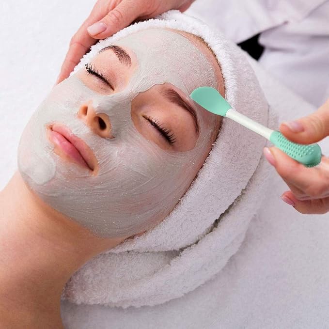 Silicone Brushes,Double-Ended Silicone Face Mask Brush,Facial Cleansing Brush, Premium Soft Facial Masks Other Skin Care Applicator Tool for Cream, Body Lotion,Moisturizer (Purple+Rose Red)