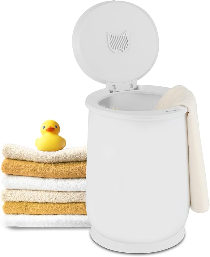 Giantex Towel Warmer Bucket, 21L Large Towel Warmer with Flip-top Lid, 1H Auto Shut Off, Safety Lock, for 45" x 70" Oversized Towels Bathrobes, Blankets, Hot Towel Heater for Bathroom Spa (White)