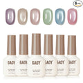 GAOY Glass Cat Eye Gel Nail Polish Set 6 Colors with Magnet, Summer Whisper | Pastel Icy Sheer Crystal Clear Holographic, Holiday Beach Nail Art, UV Lamp Required, Salon Gel Manicure Pedicure