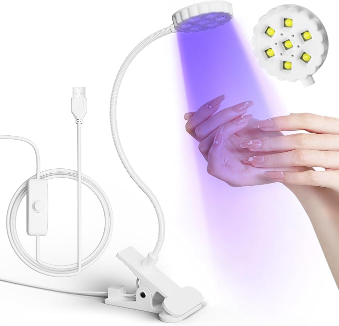 LIORA UV LED Nail Lamp: Portable USB 6W Flexible Gooseneck Desk Lamp with Clamp, Flash Cure Gel Nail Dryer for Home DIY & Salon Use