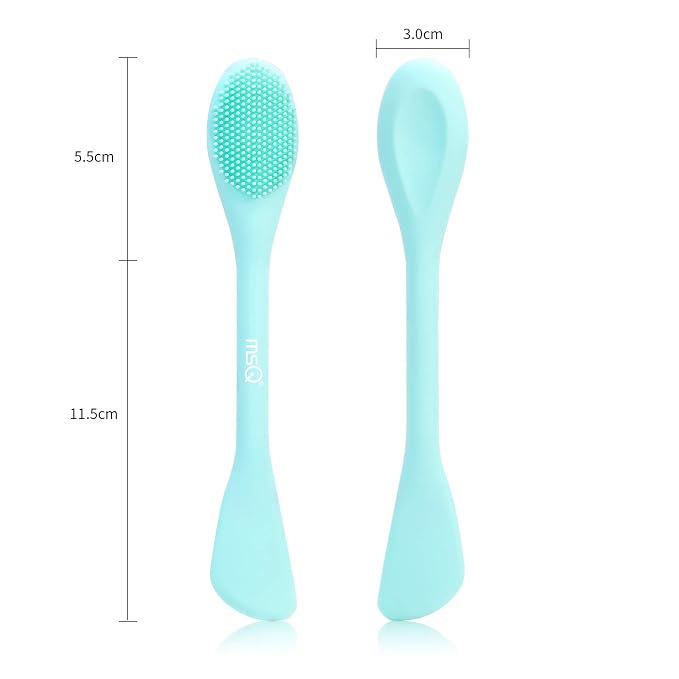 MSQ Silicone Face Mask Brush, Soft Facial Cleansing Scrubber, 2 Pack Double-End Facial Mask Brush for Mud, Clay, Charcoal Mixed Mask, DIY, Skincare Applicator Tools (Pink)