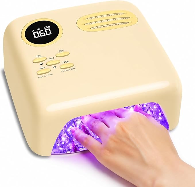 UV LED Nail Lamp for Gel Polish 72W Rechargeable Gel Nail Lamp Cordless Nail Dryer with Replaceable Light Board UV Light for Gel Nails for Home and Salon Use(Yellow)